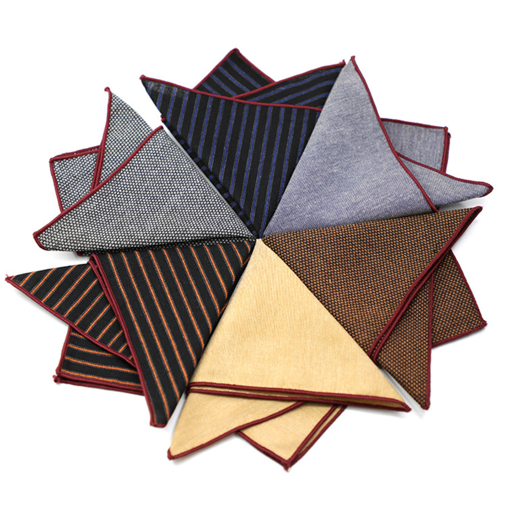 Handkerchief Cotton Men - Effen Gestreepte Bruine Zak Vierkante 23Cm