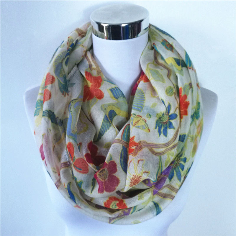Infinity Scarf Knit - Nieuwe Ekster Vogel print Viscose Match
