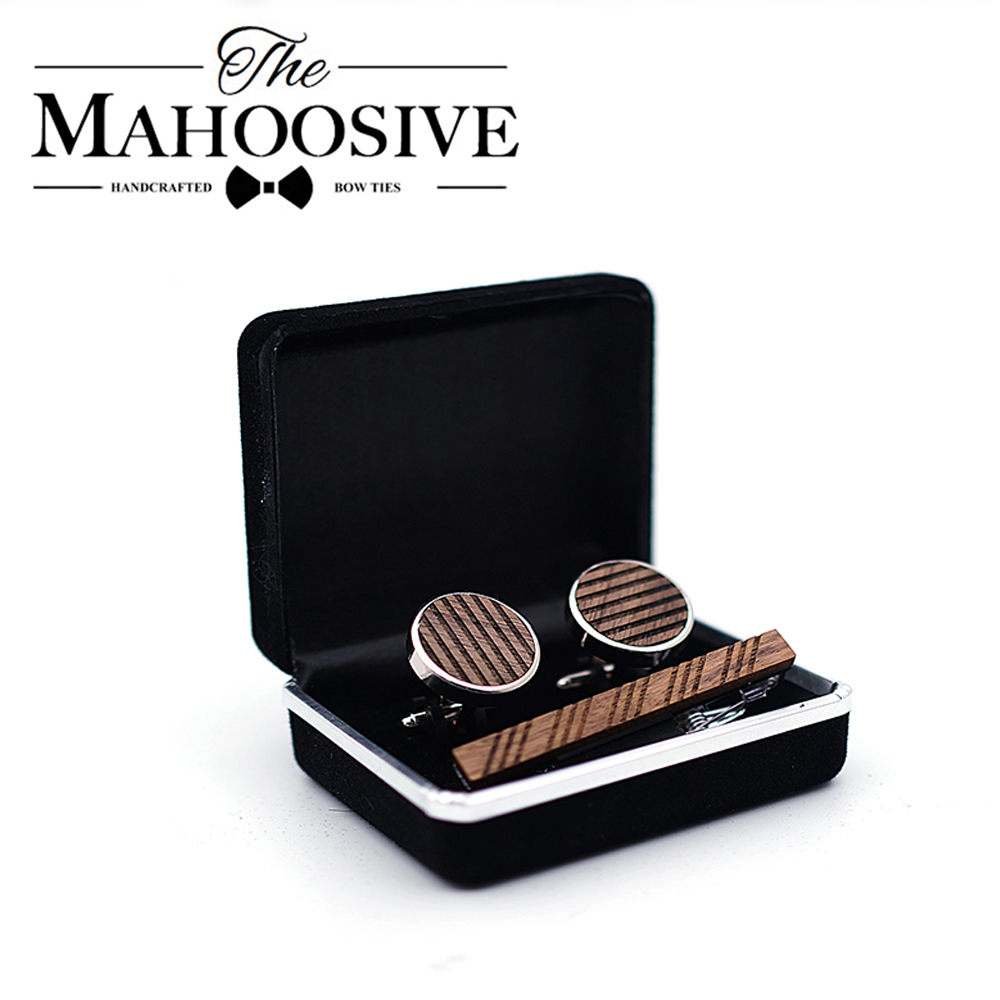 Tie Bar Set Gift - Hoge Kwaliteit Hout Manchetknopen Stropdas Clip