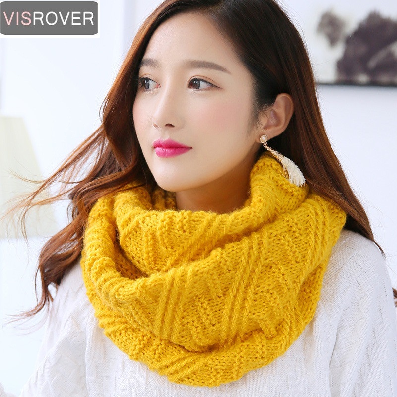 Infinity Scarf Knit - Visrover Kleur Sjaals Vrouwen Winter Gebreide