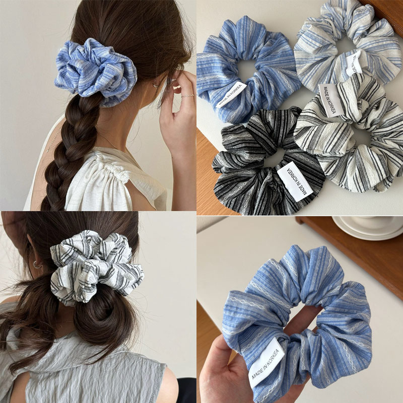 Silk Tie Striped - 2024 Korea Mode Streep Haar Elastiekjes