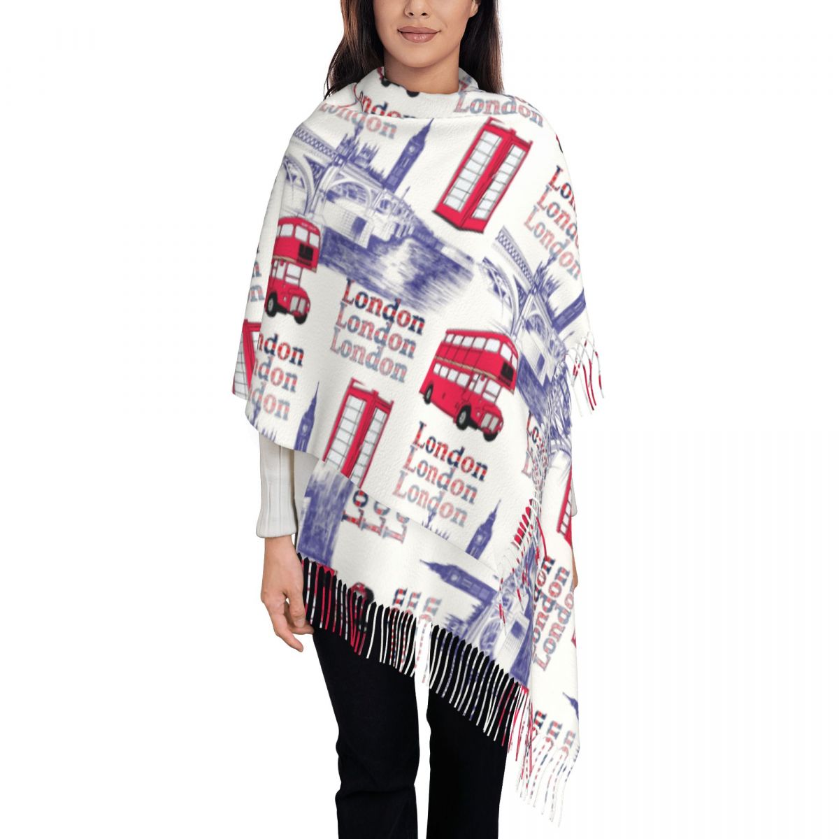 Pashmina Wrap Large - Londen Engeland scènes sjaals wraps winter