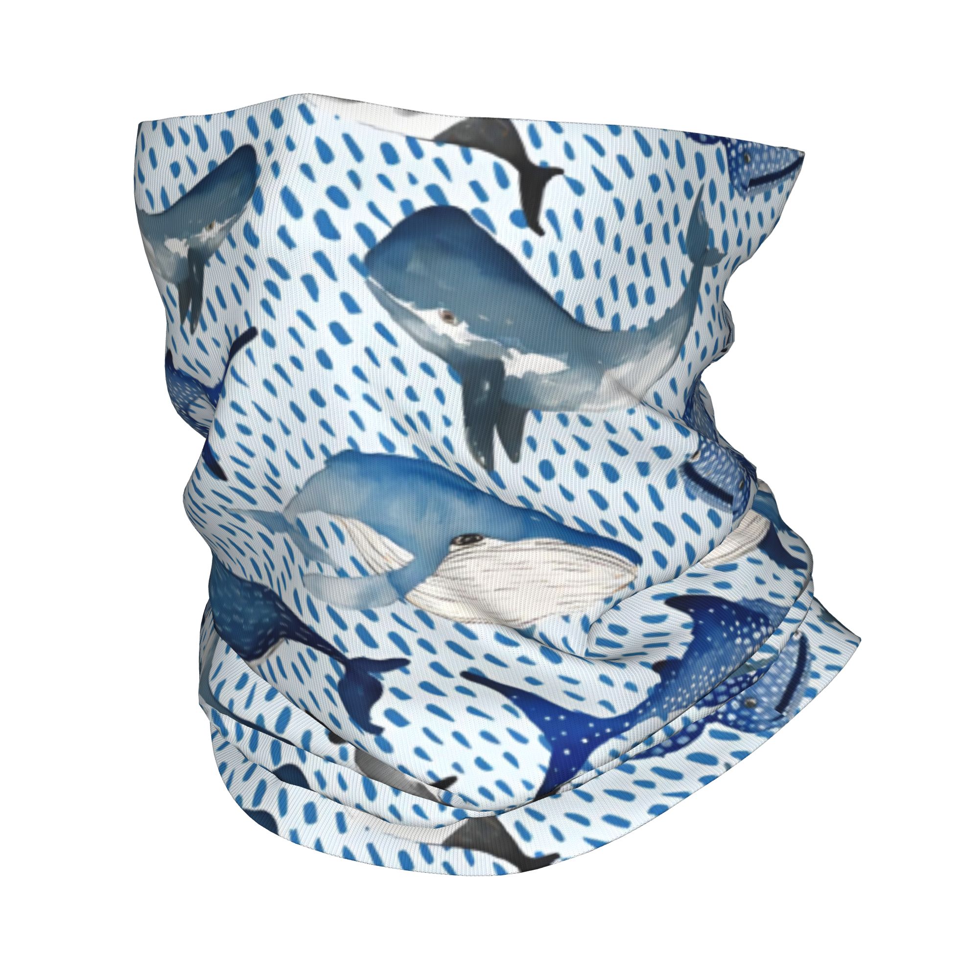 Neck Warmer Tube - Aangepaste blauwe aquarel haai winter hoofdband