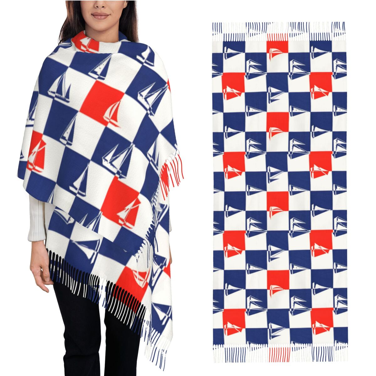 Pashmina Wrap Large - Zeilschip Oceaan Sjaal Herfst Winter Pashmina