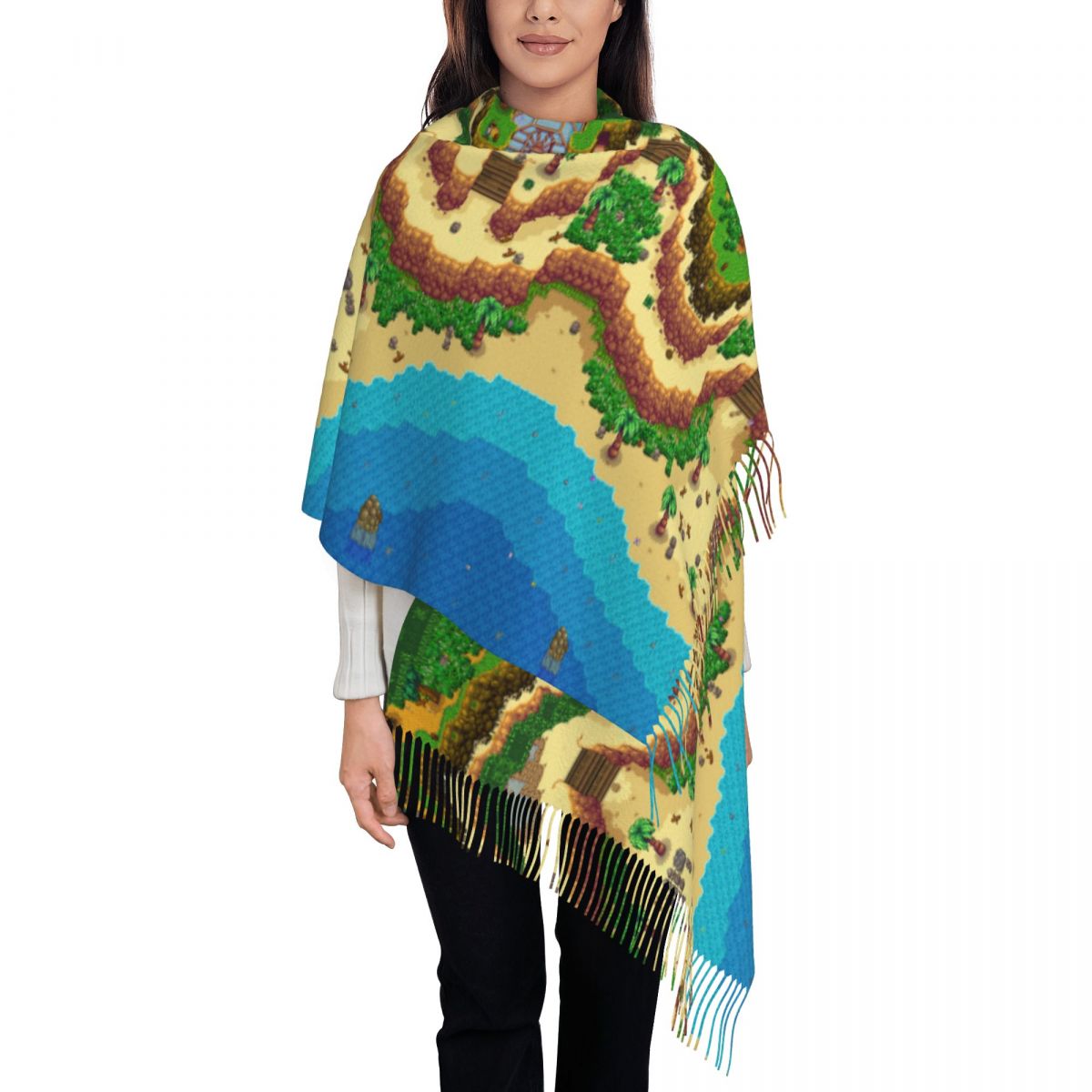 Pashmina Wrap Large - Stardew Valley Kaart Sjaal voor Vrouwen