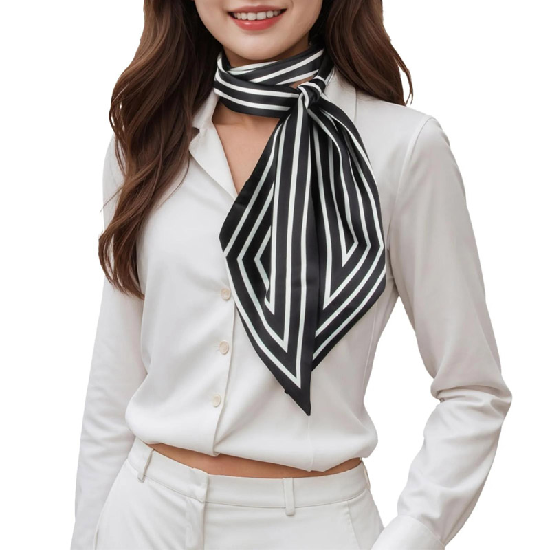 Silk Tie Striped - Mode Strepen Haarlint Sjaal Vrouwen Das