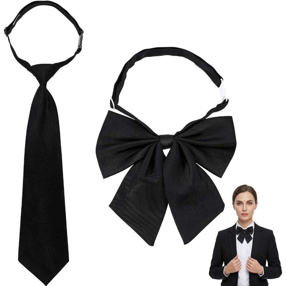 Bow Tie Pre Tied - Zwarte vlinderdassen voor dames, grote voorgeknoopte