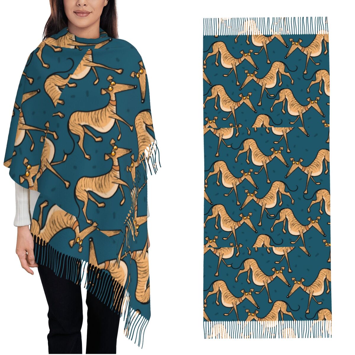 Pashmina Wrap Large - Greyhound Whippet Lurcher Hond Sjaals Wraps