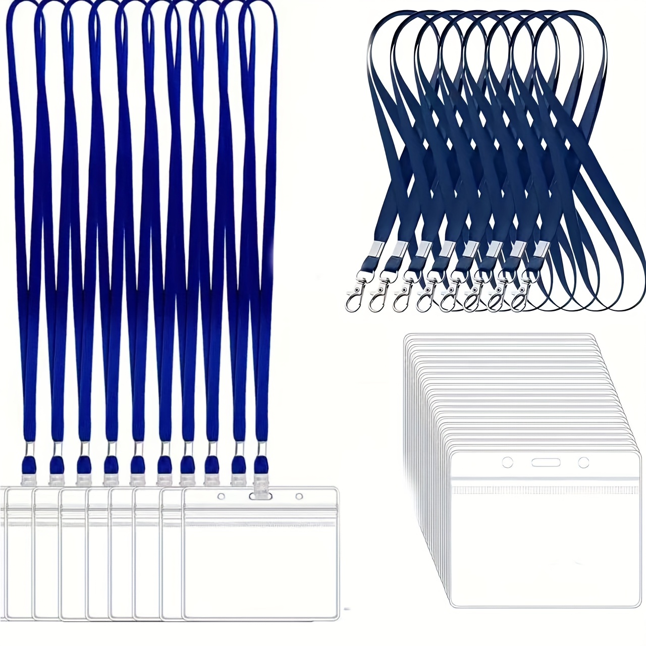 Lanyard Badge Holder - 10 sets transparante PVC-ID-kaarthouder met sleutelkoord