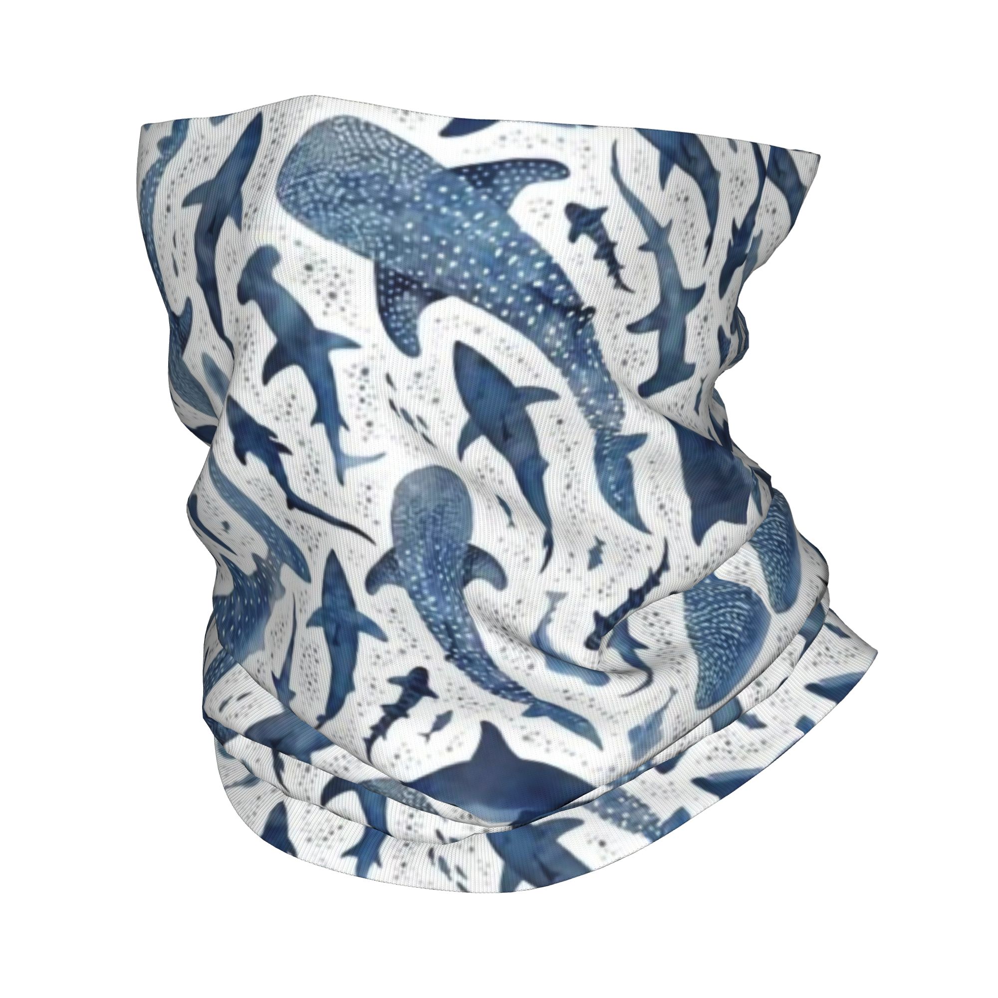 Neck Warmer Tube - Aangepaste blauwe aquarel haai bandana nekbeenkap