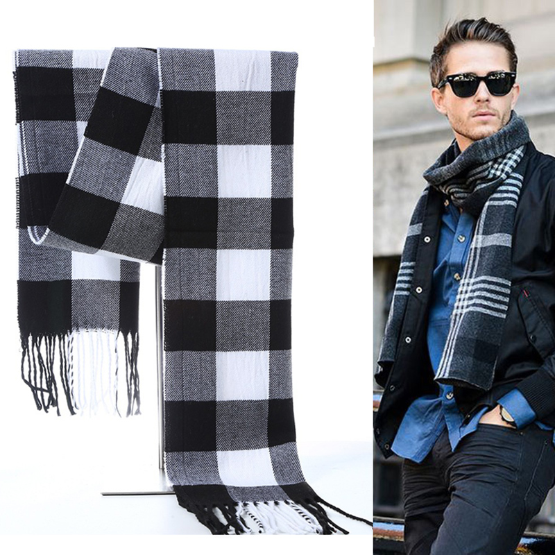 Muffler Men Wool - Winter Mannen Sjaal Plaid Streep Sjaal