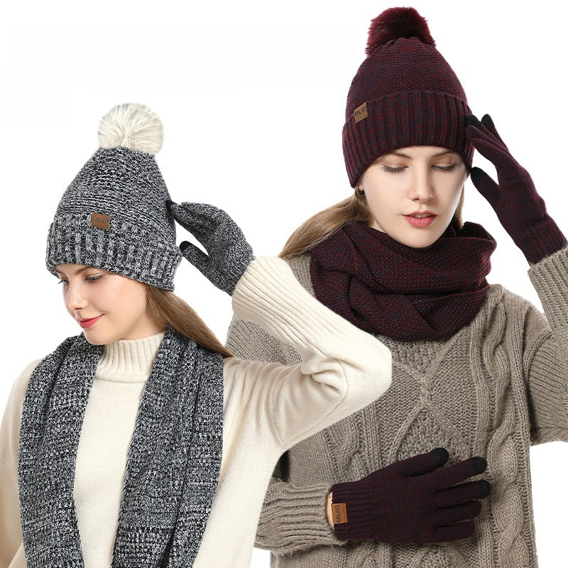 Infinity Scarf Knit - Dames Winter 3-delige Fleece Gevoerde Breiselset