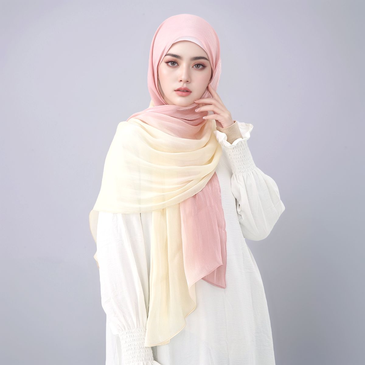 Head Wrap Turban - Gradiënt Twinkle Zijden Hijab Sjaal Moslim