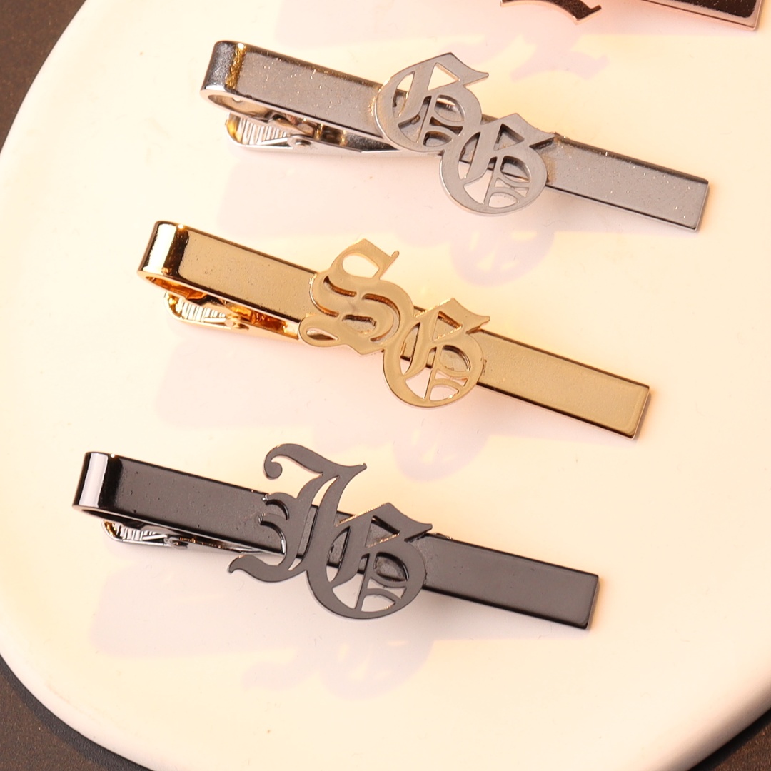 Tie Clip Silver - Aangepaste naam initialen dasspeld voor mannen