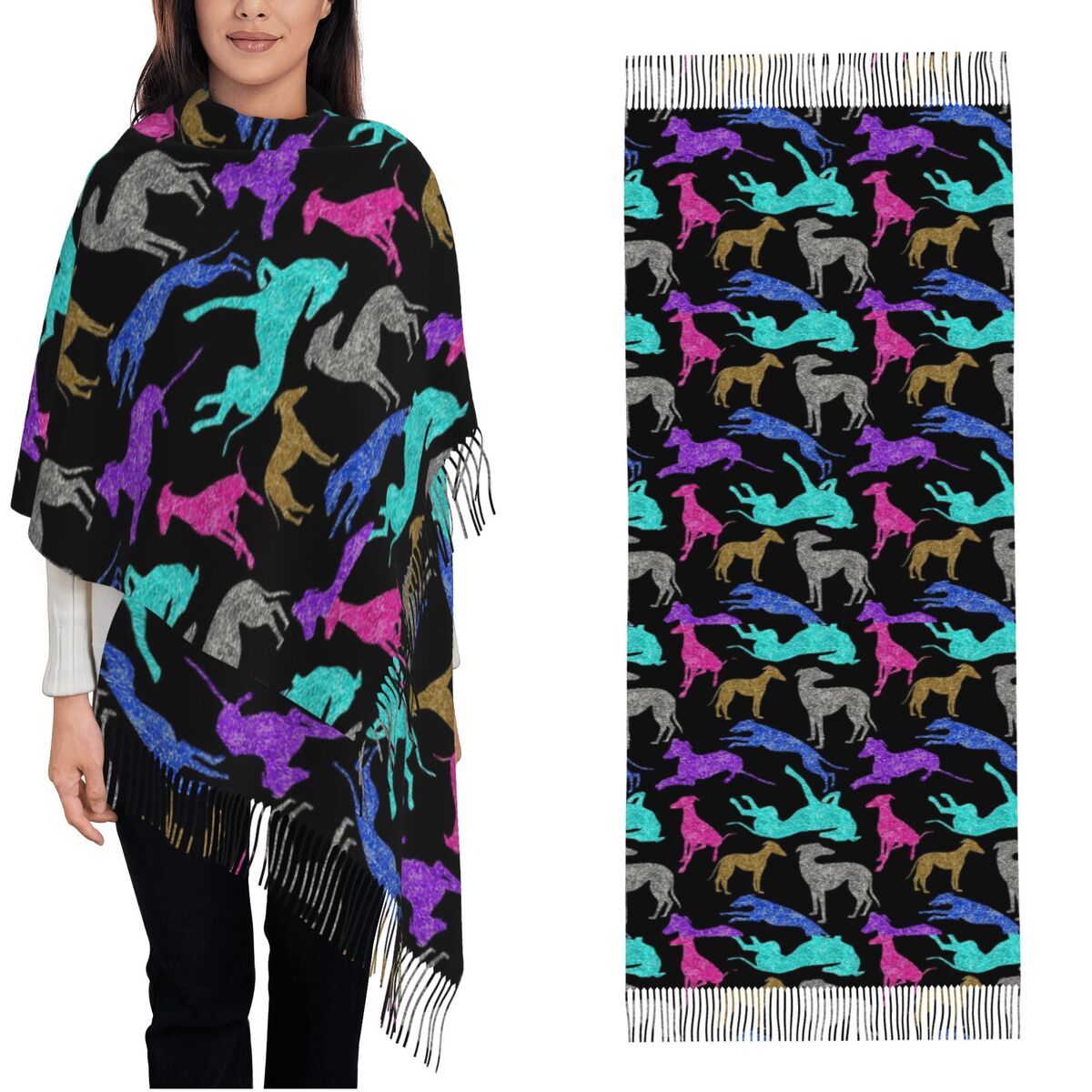 Pashmina Wrap Large - Greyt Greyhound Combo Sjaal Warme Pashmina