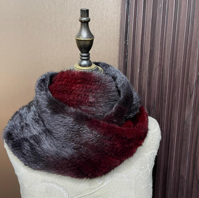 Ombre kleur echte nertsbont sj - Infinity Scarf Knit recensie en prijs