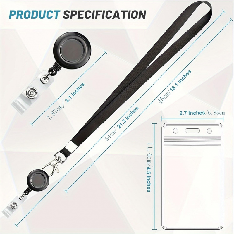 4 STUKS Lanyard Zwart Intrekba - Lanyard Badge Holder recensie en prijs