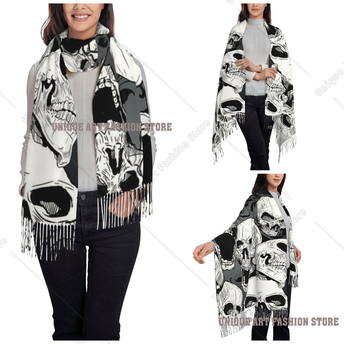 Womens Kwastje Sjaal Death Sku - Pashmina Wrap Large recensie en prijs