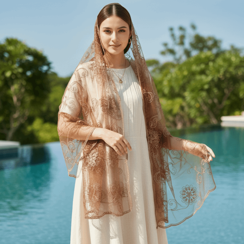 Kanten sjaal Geborduurde bloem - Stole Wedding Shawl recensie en prijs